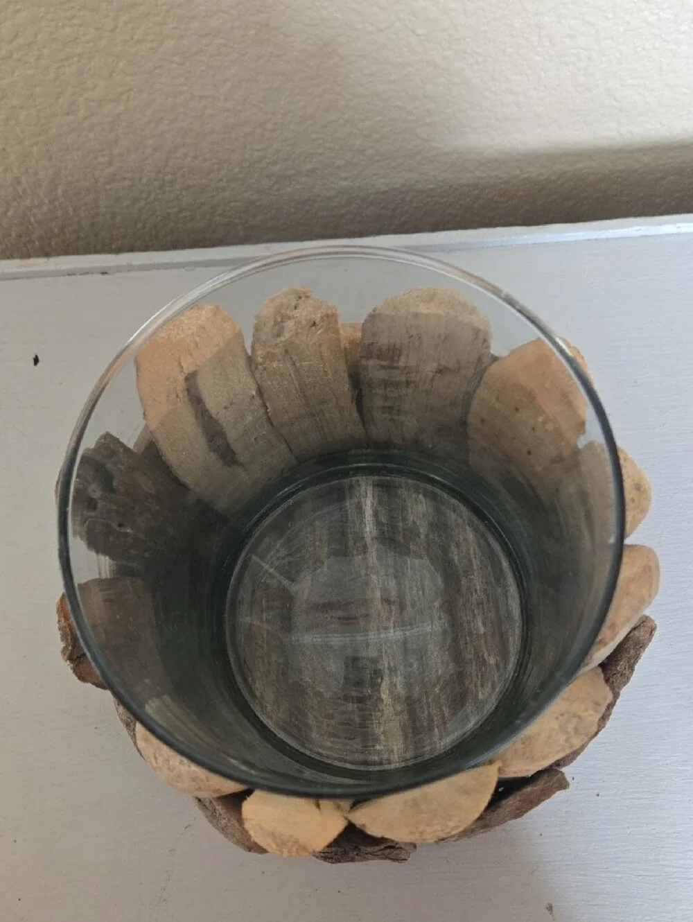 Natural Driftwood Vase with Clear Glass Hurricane